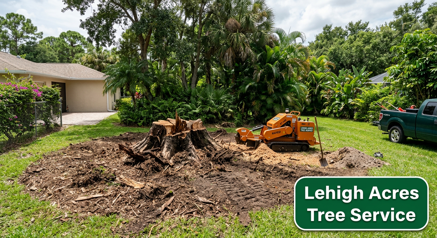 Excavator extracting a large tree root ball from a Florida residential property